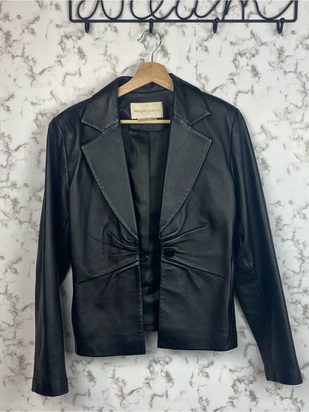 Margaret Godfrey Black Leather Tailored Blazer
